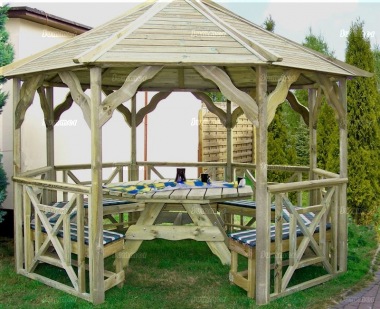 Gazebo 422 - Octagonal, Pressure Treated, Slatted Roof