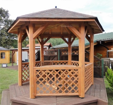 Wooden Gazebo 298 - Hexagonal, Diamond Trellis