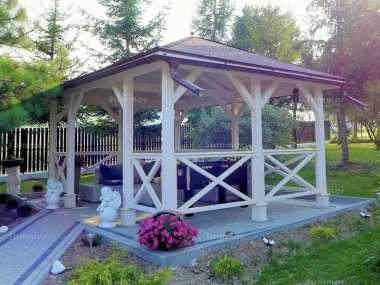 Wooden Gazebo 302 - Hipped Roof, Balustrades