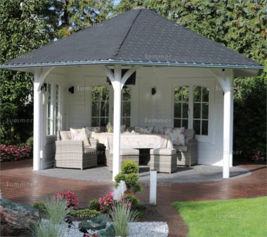 Wooden Gazebo 305 - Hexagonal, Georgian Windows