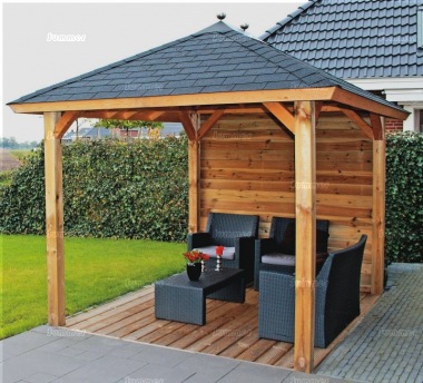 Wooden Gazebo 323 - Hipped Roof, Felt Tiles