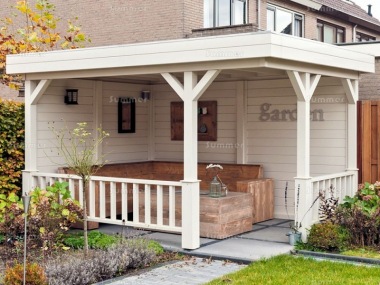 Wooden Corner Gazebo 370 - Fully Boarded Walls, Balustrades