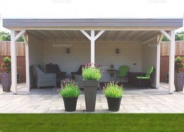 Wooden Gazebo 507 - Pent Roof, Fully Boarded Walls