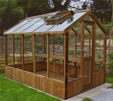 Thermowood Wooden Greenhouse 210 - Toughened Glass, Fitted Free Thermowood Wooden Greenhouse 210 - Toughened Glass, Fitted Free