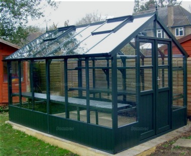 Painted Wooden Greenhouse 216 - Thermowood, Toughened Glass, Fitted Free Painted Wooden Greenhouse 216 - Thermowood, Toughened Glass, Fitted Free