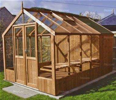 Thermowood Wooden Greenhouse 217 - Built In Shed, Fitted Free Thermowood Wooden Greenhouse 217 - Built In Shed, Fitted Free