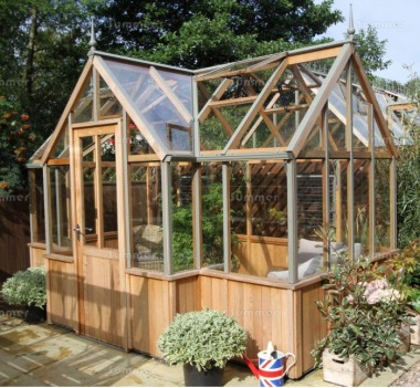 Cedar Victorian Orangery 643 - Valley Roof, Hinged Door