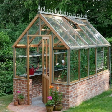 Dwarf Wall Victorian Greenhouse 650 - Cedar, Steep Roof