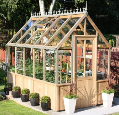 Cedar Victorian Greenhouse 651 - Steep Roof, Half Boarded Walls