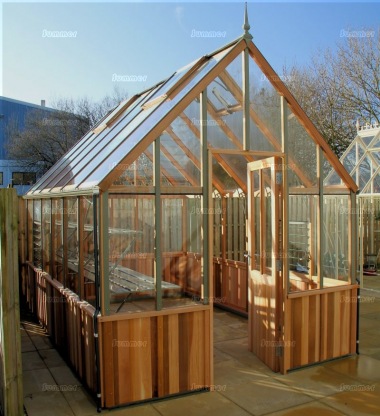 Cedar Victorian Greenhouse 655 - Steep Roof, Half Boarded Walls