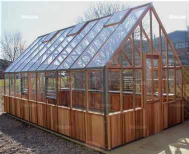 Cedar Victorian Greenhouse 660 - Steep Roof, Hinged Door