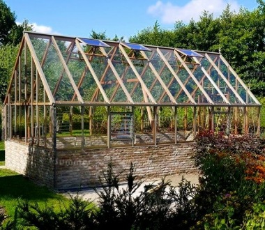 Dwarf Wall Victorian Greenhouse 662 - Cedar, Steep Roof