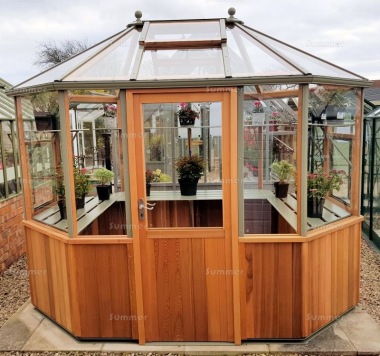 Cedar Octagonal Greenhouse 86 - Toughened Glass