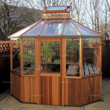 Cedar Octagonal Greenhouse 87 - Toughened Glass