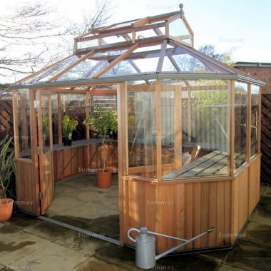 Cedar Octagonal Greenhouse 88 - Toughened Glass