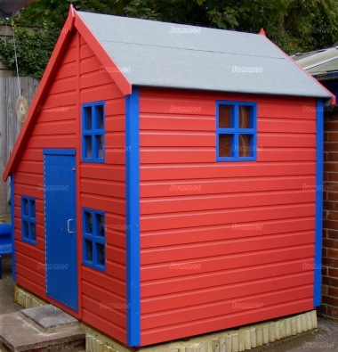 Two Storey Playhouse 30 - Painted, Upstairs to one Side, Fitted Free Two Storey Playhouse 30 - Painted, Upstairs to one Side, Fitted Free