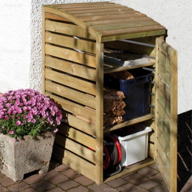 Recycling Bin Storage Shed 262 - Pressure Treated, Two Shelves, PEFC Certified