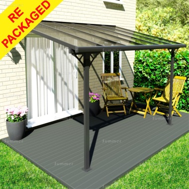 Repackaged Aluminium Lean To Gazebo 372 - Adjustable Height, Polycarbonate Roof Repackaged Aluminium Lean To Gazebo 372 - Adjustable Height, Polycarbonate Roof