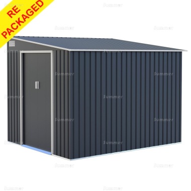 Repackaged Pent Metal Shed 391 - Sliding Door, Galvanized Steel
