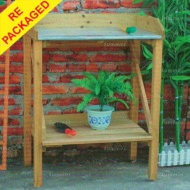 Repackaged 3 Tier Wooden Potting Bench 353 - Galvanized Steel Worktop