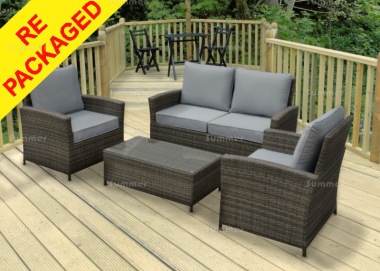 Repackaged 4 Seater Rattan Lounge Set 621 - Aluminium Frame, 100mm Cushions