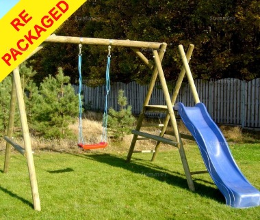 Repackaged Wooden Swing Set 617 - Slide, Swing, Pressure Treated